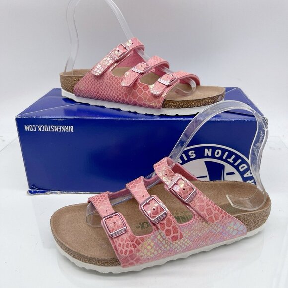 Birkenstock Florida Sandals Vegan Shiny Snake Rose Birko- Flor EU 36 US 5- 5.5 - Picture 2 of 11
